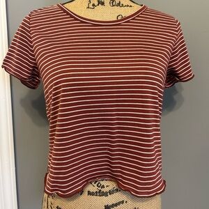 Burgundy and White Stripped Soft Tee